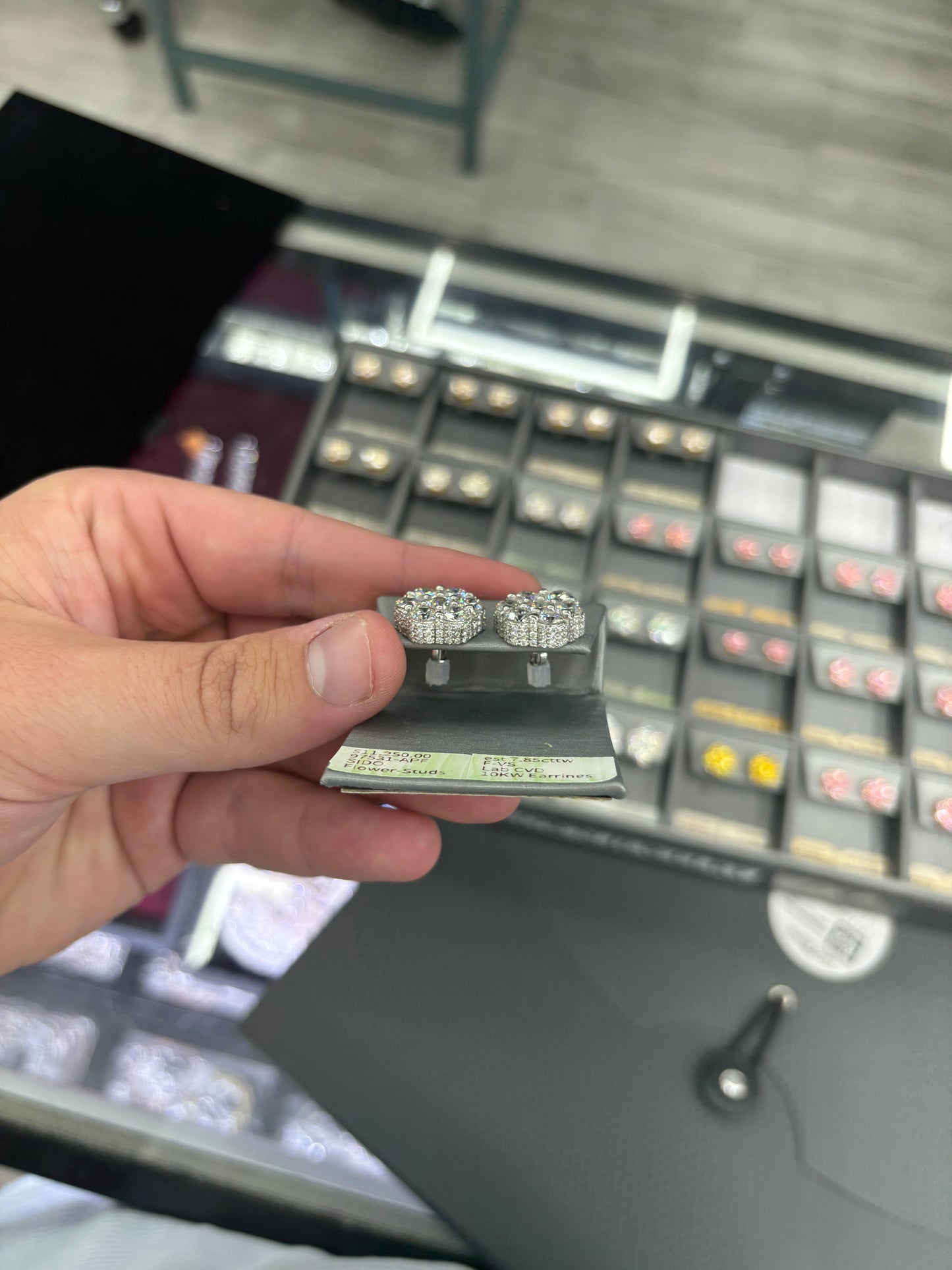 7.85 Carat Flower Stud Diamond Earrings