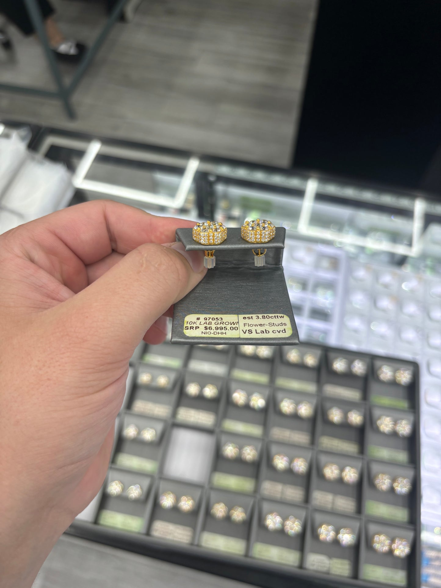 3.80 Carat Flower Stud Earrings