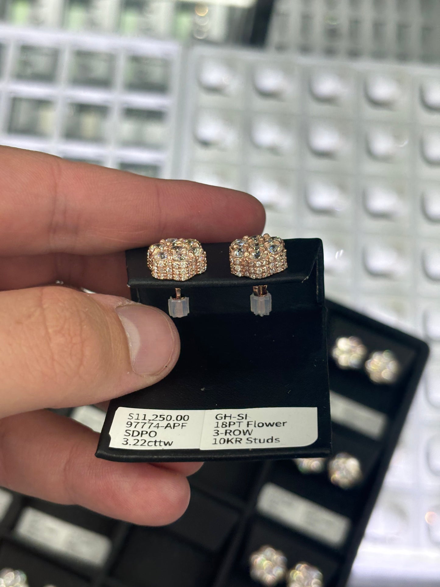 3.22 Carat Flower Stud Earrings