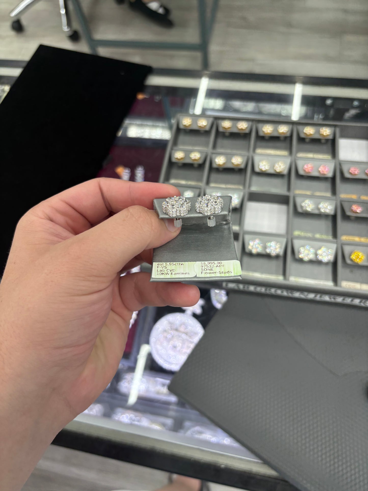 5.95 Carat Flower Stud Earrings