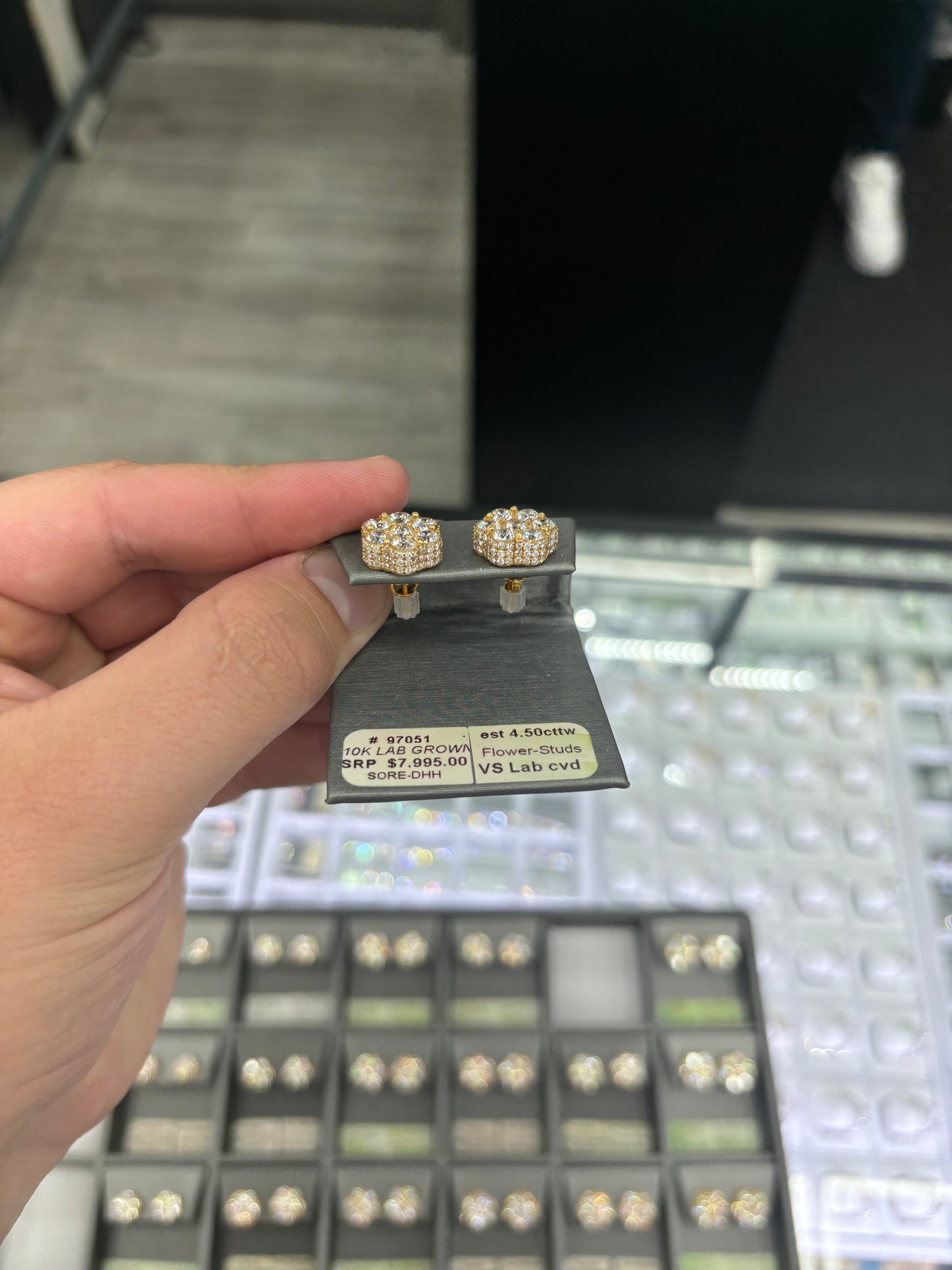 4.50 Carat Flower Stud Earrings