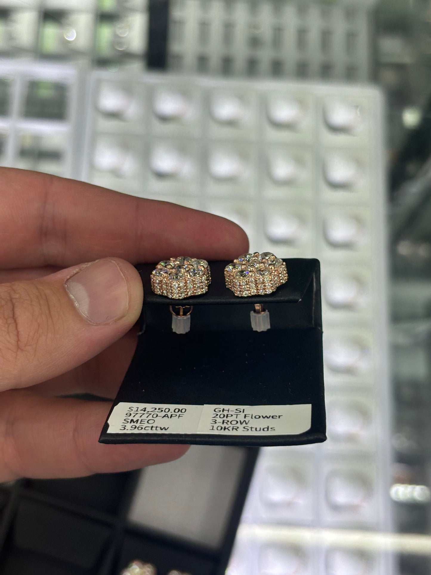 3.96 Carat Flower Stud Earrings