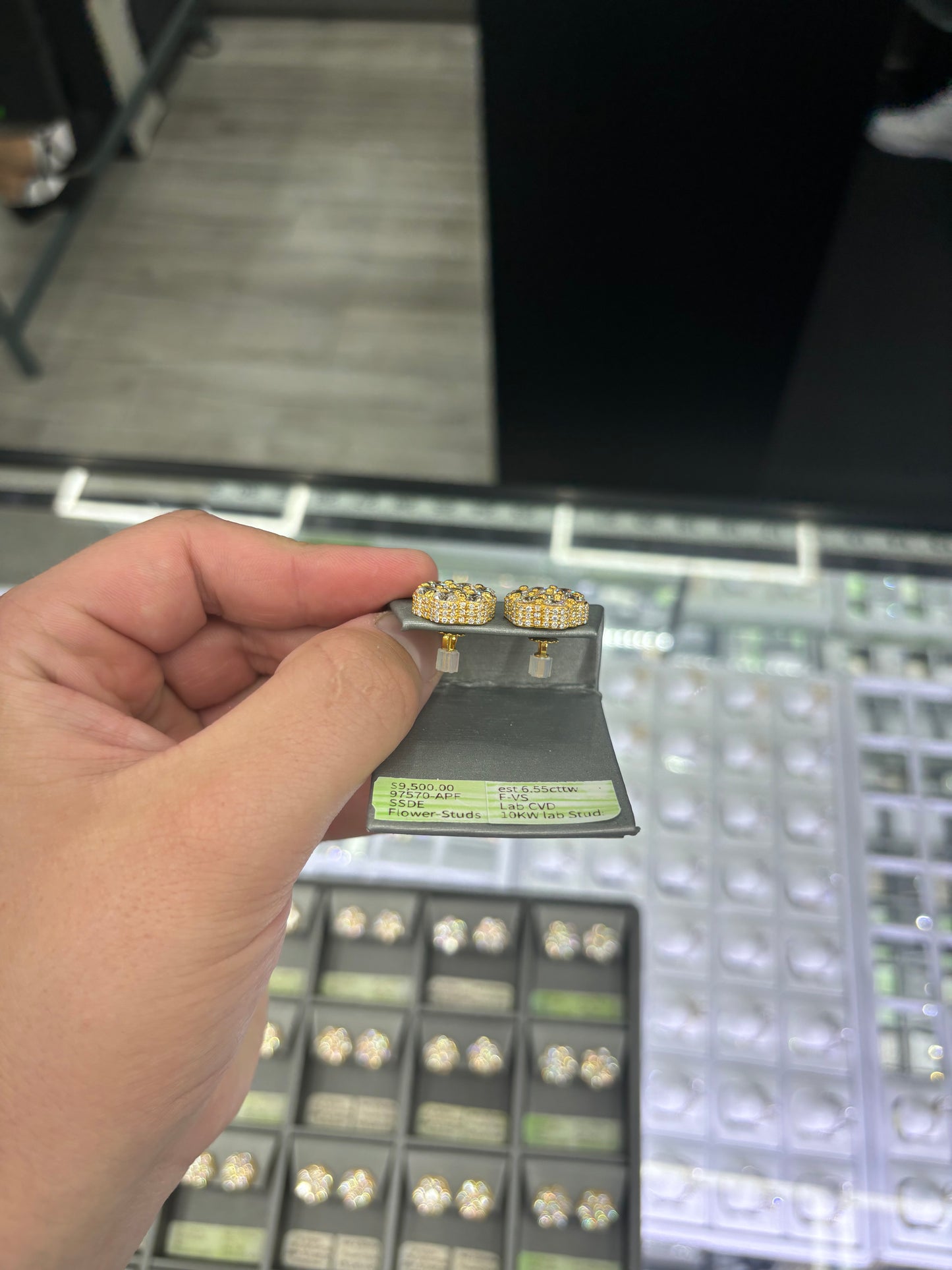 6.55 Carat Flower Stud Earrings