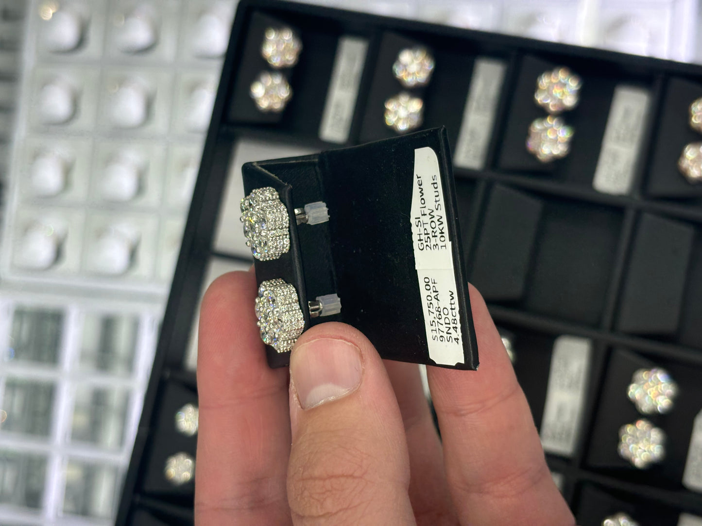 4.48 Carat Flower Stud Earrings