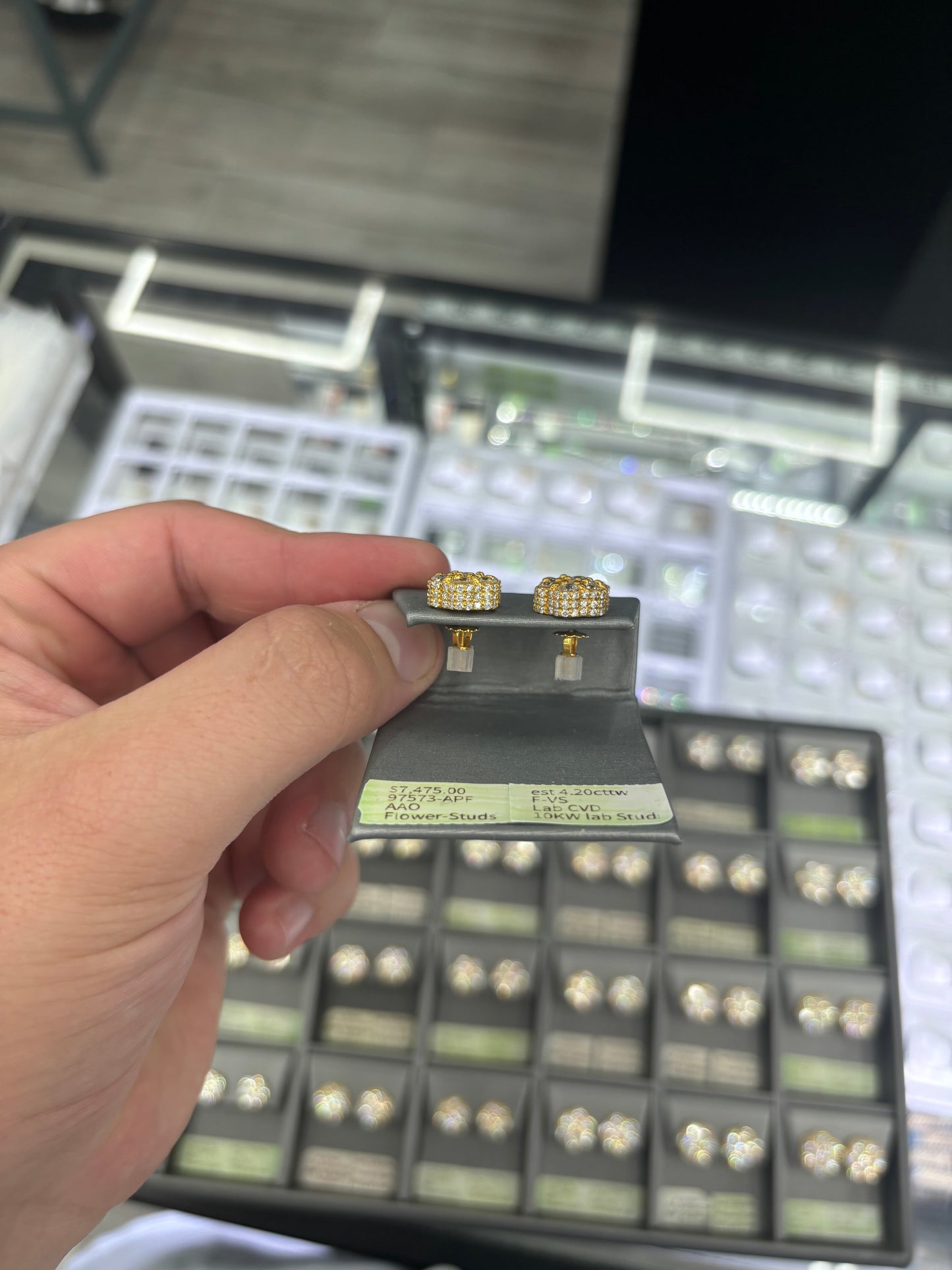 4.20 Carat Flower Stud Earrings