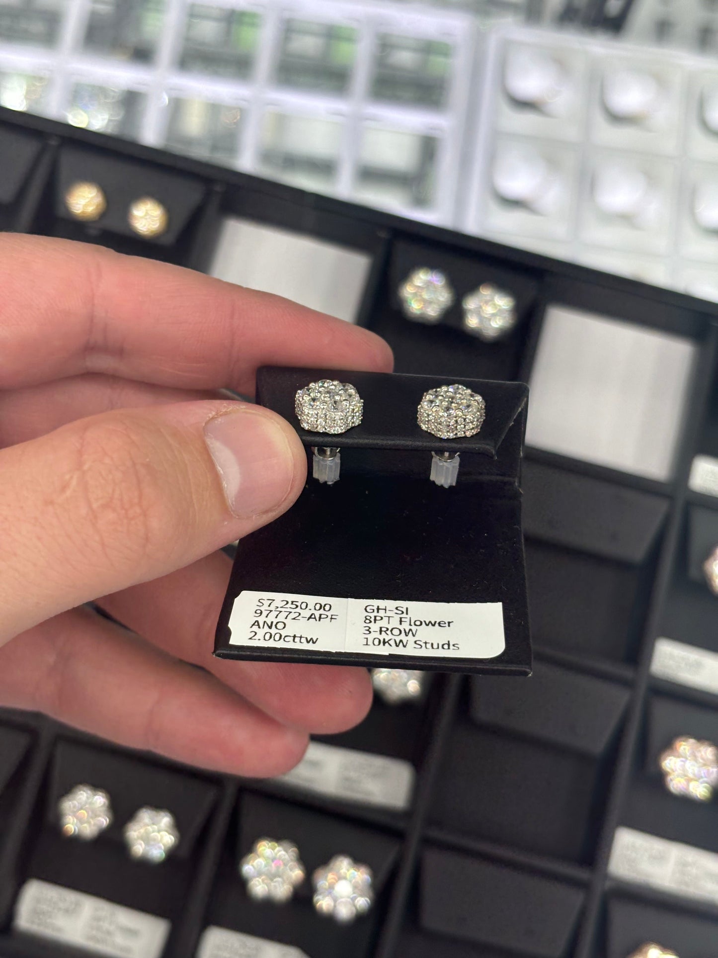 2 Carat Flower Stud Earrings