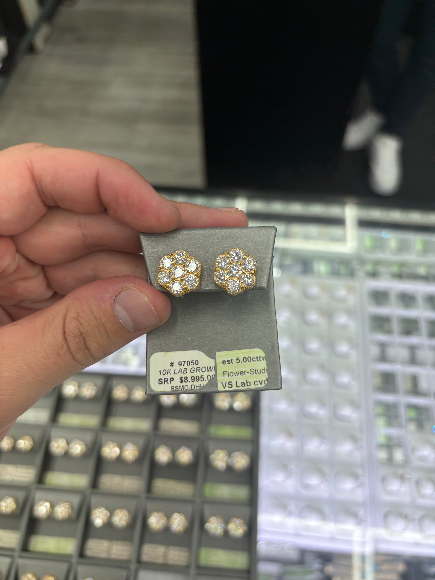 5.00 Carat Flower Stud Earrings