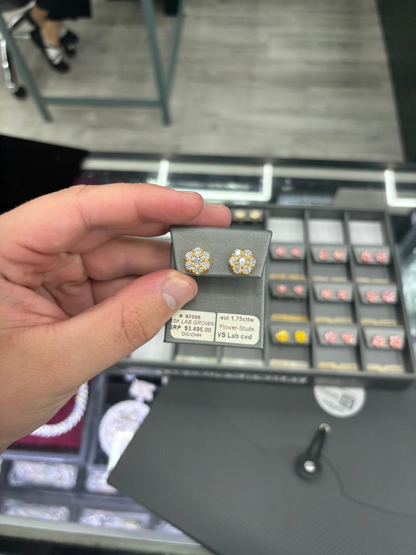 1.75 Carat Flower Stud Earrings