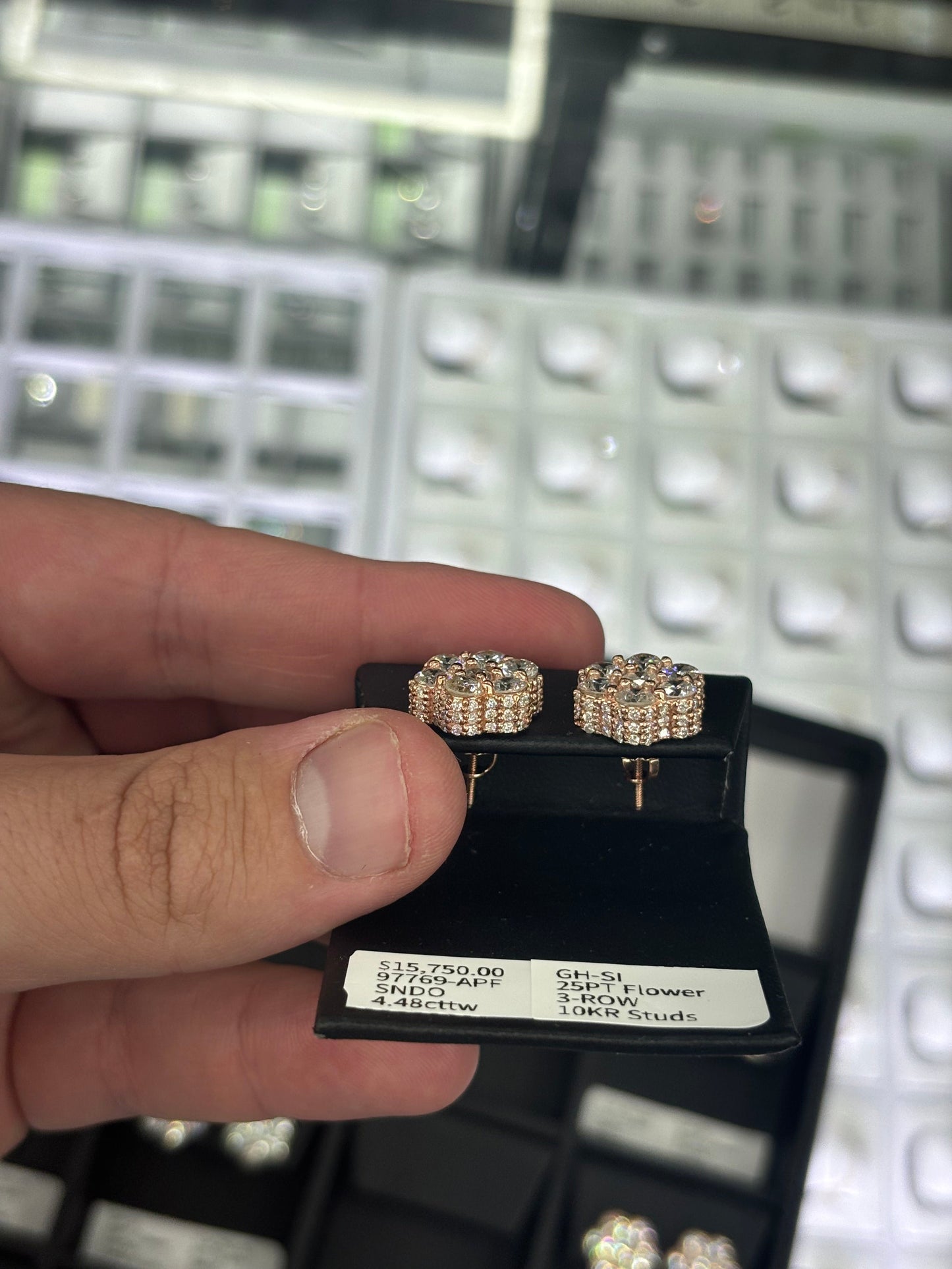 4.48 Carat Flower Stud Earrings