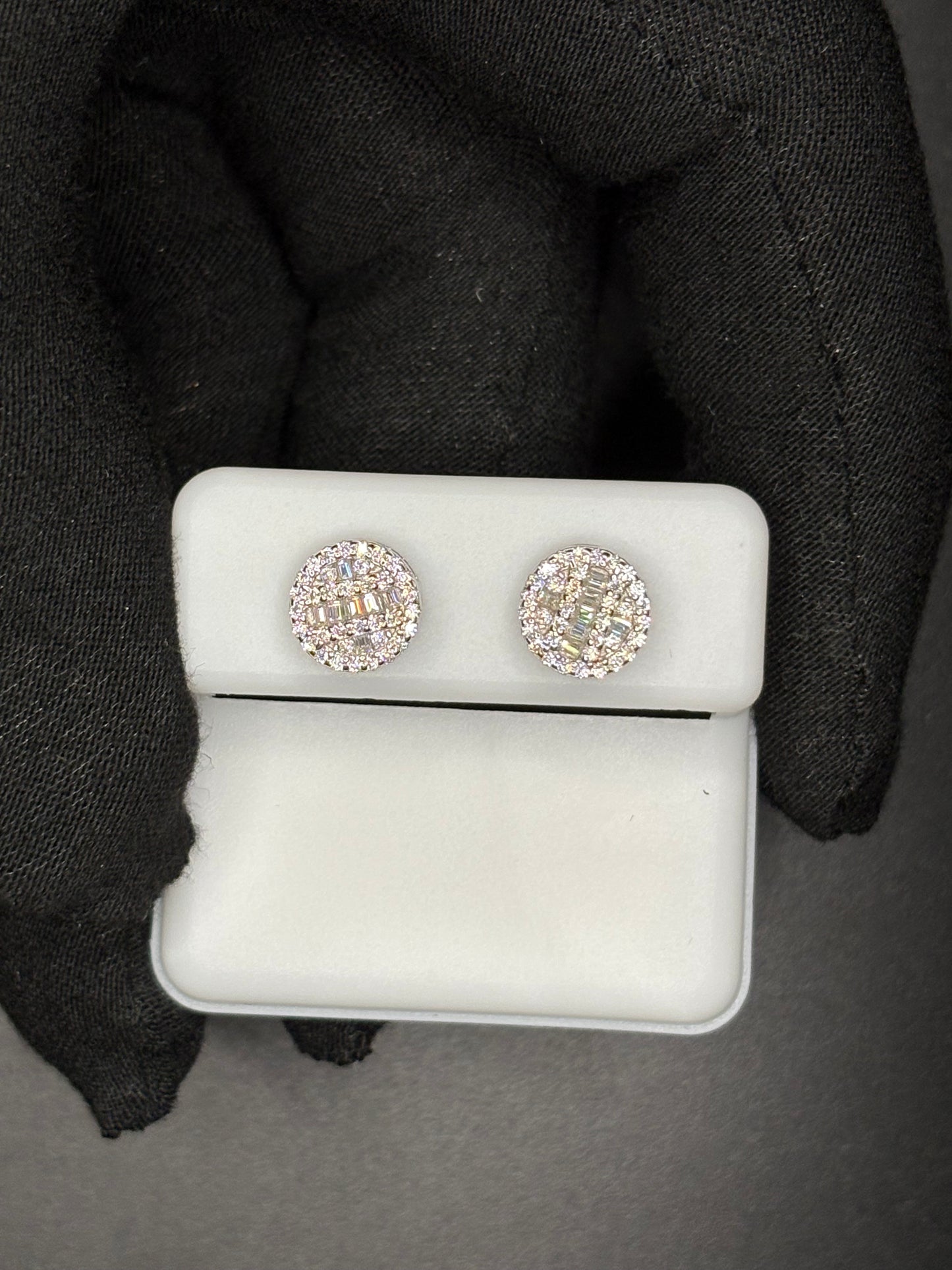 Round Baguette Cluster Earrings