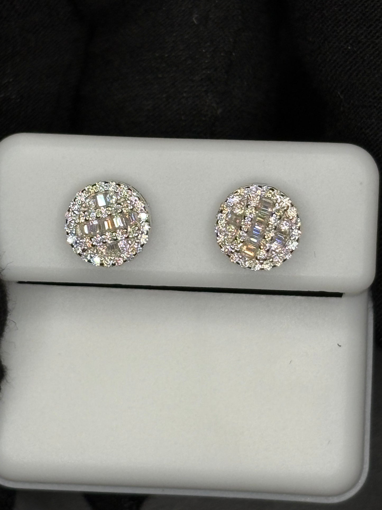 Round Baguette Cluster Earrings