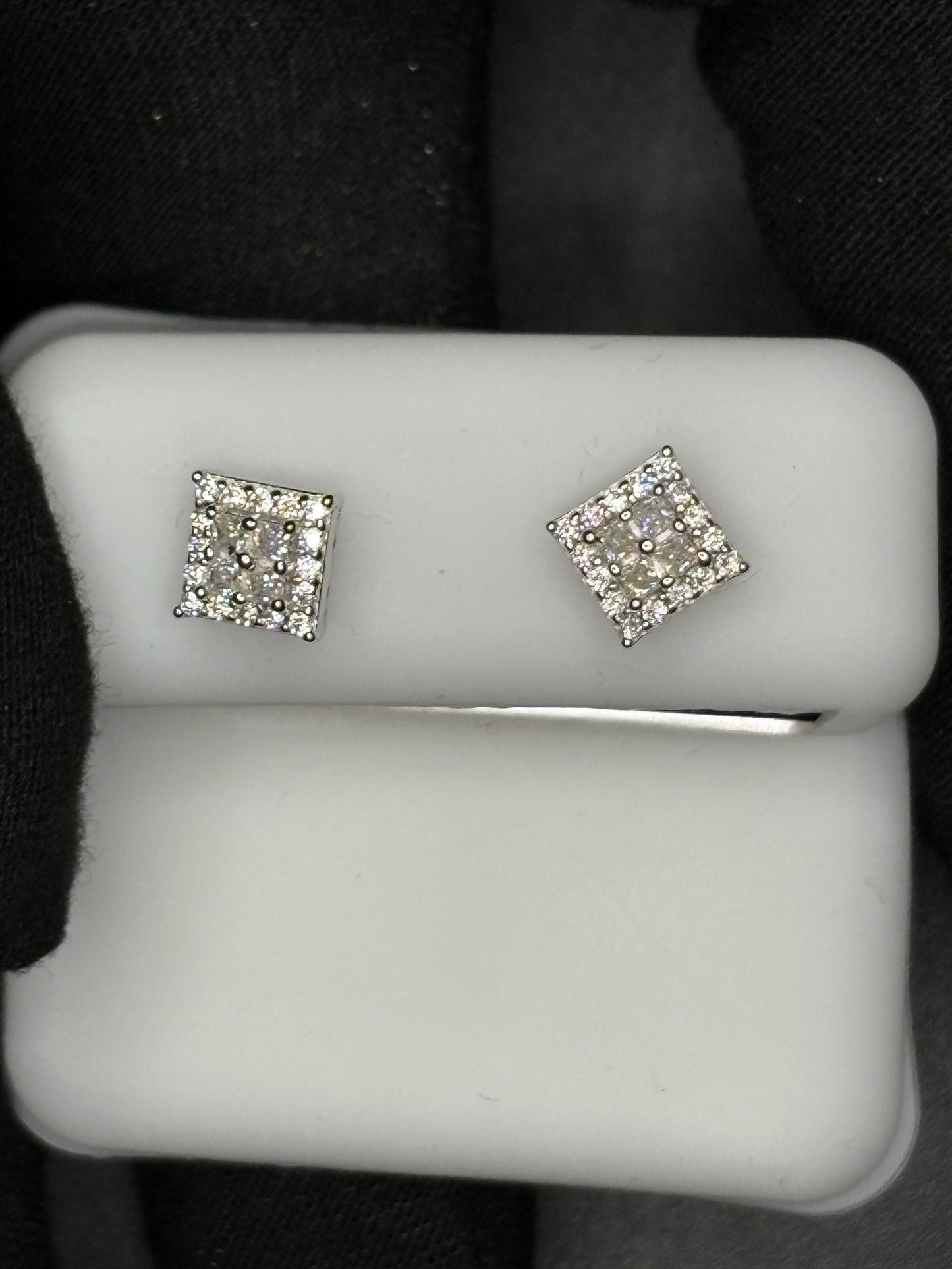 Square Round and Princess Cut Earrings