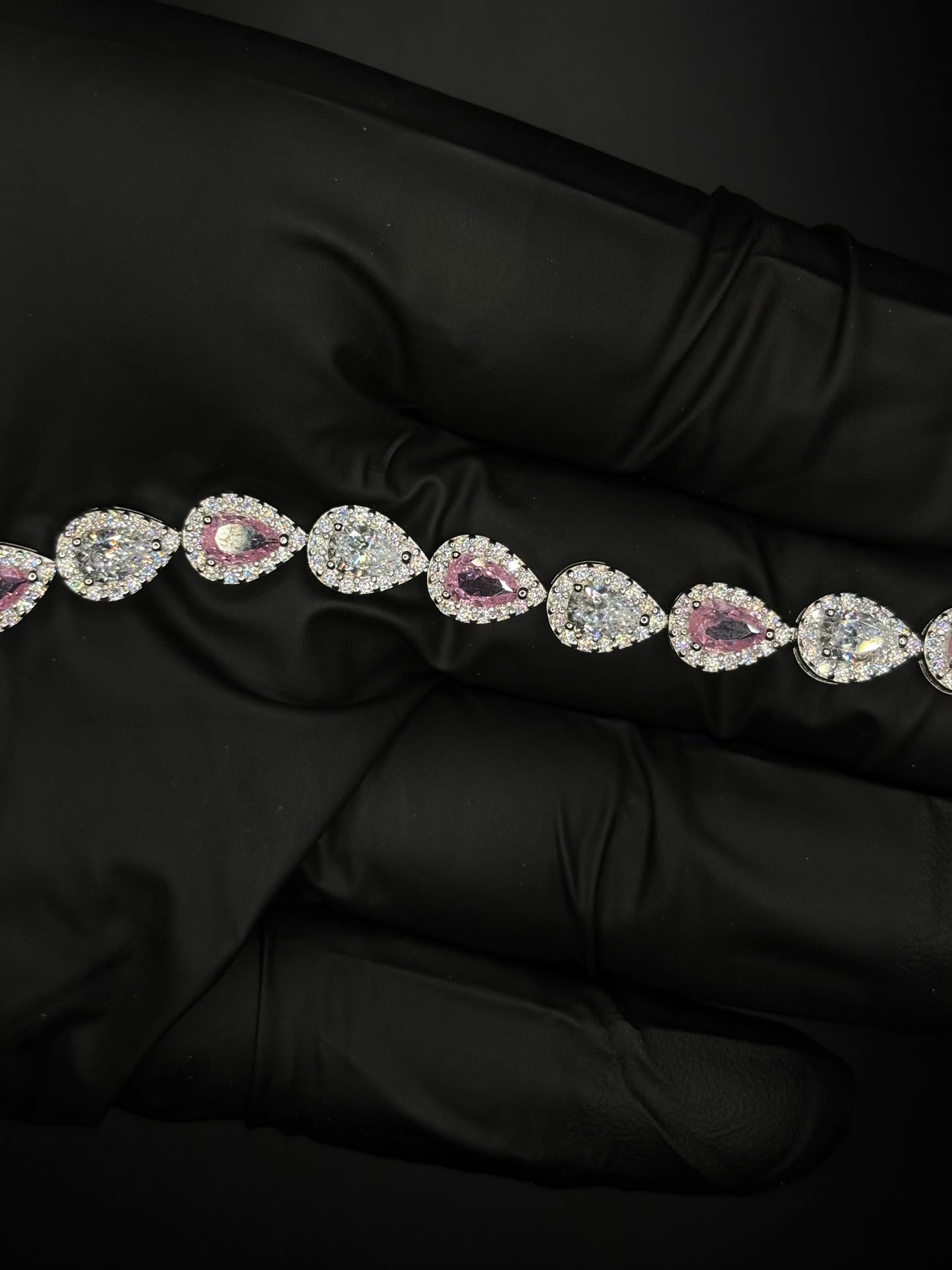Pink and White Tear Drop Bracelet