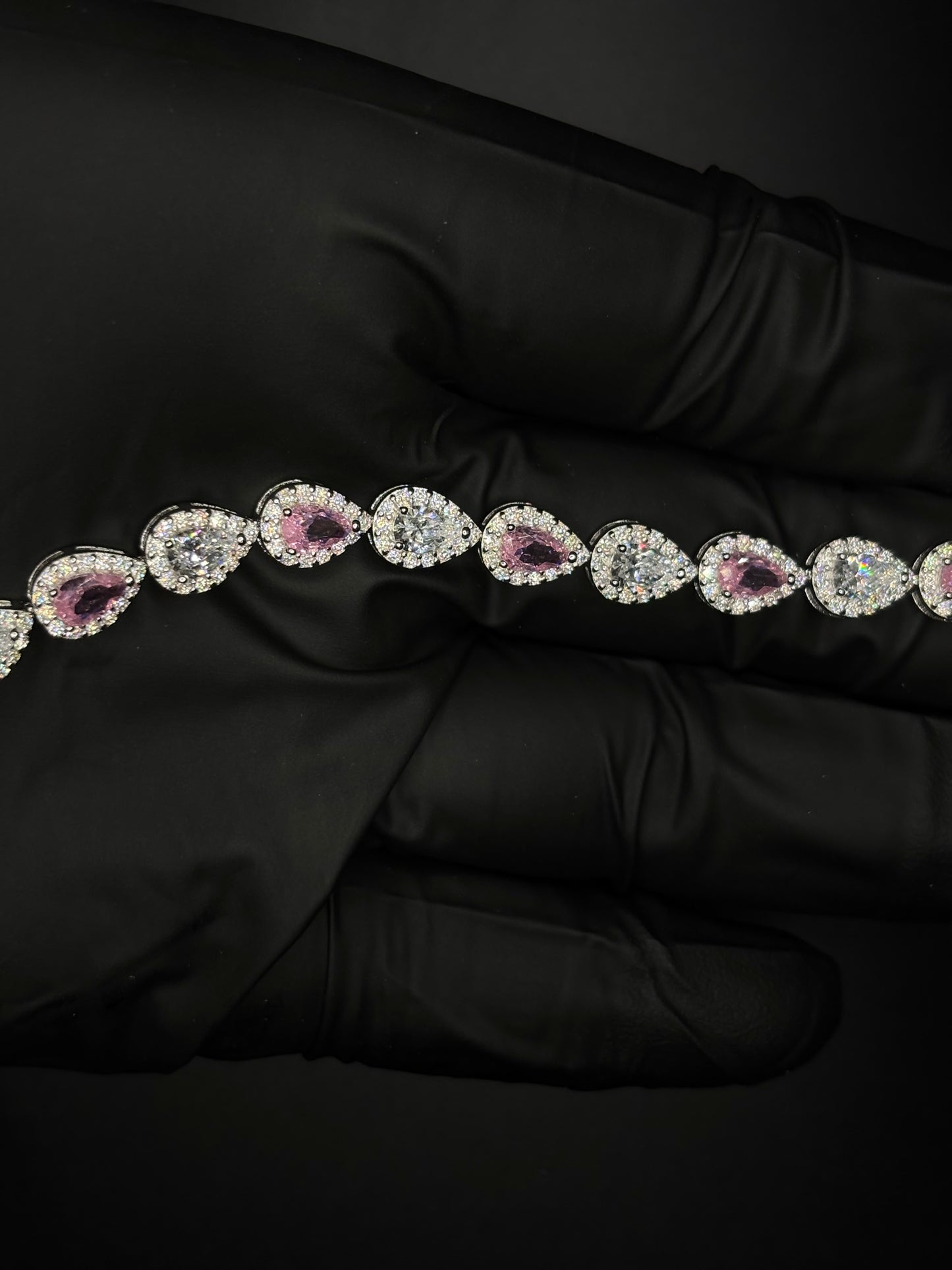 Pink and White Tear Drop Bracelet