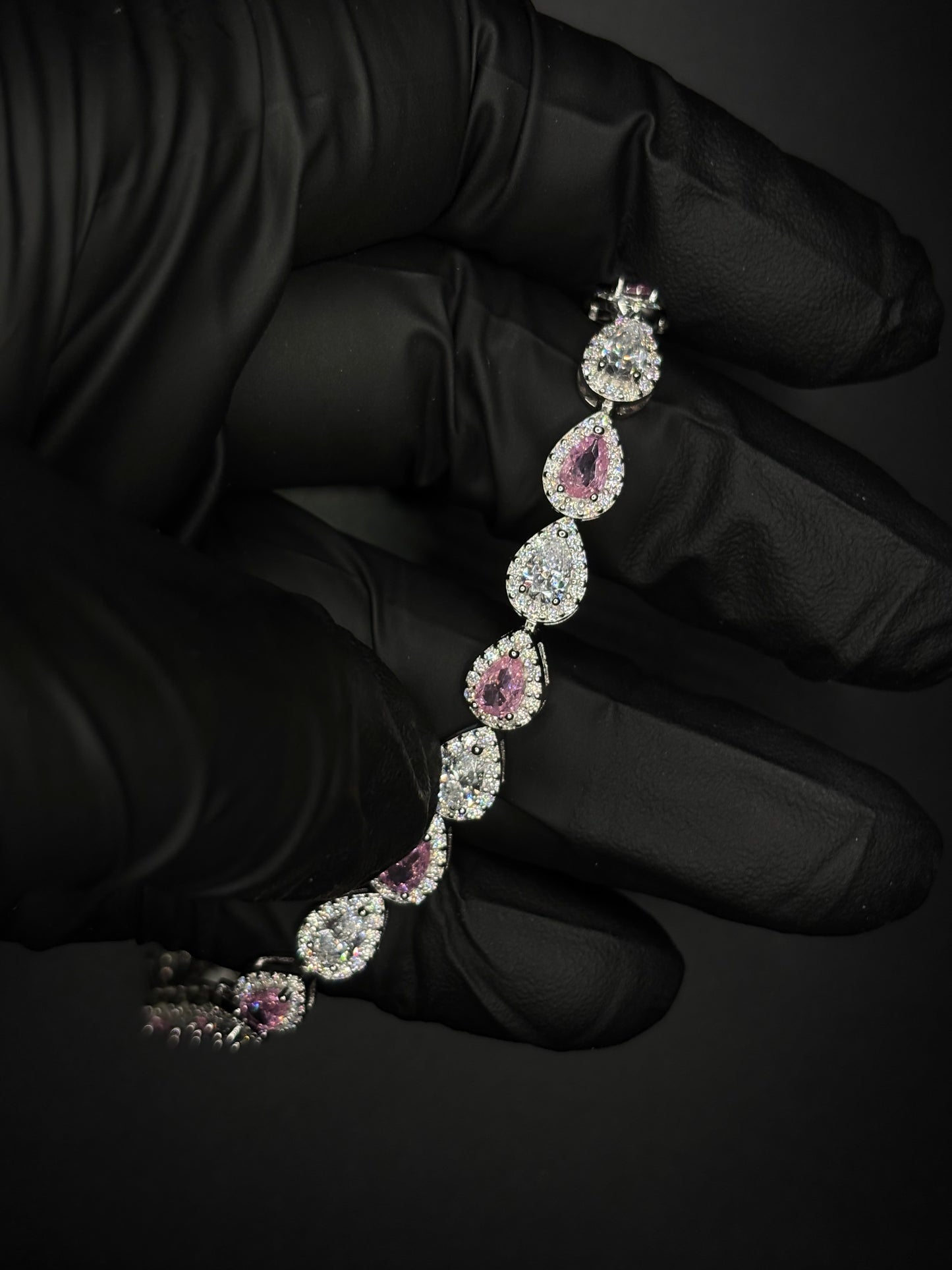 Pink and White Tear Drop Bracelet