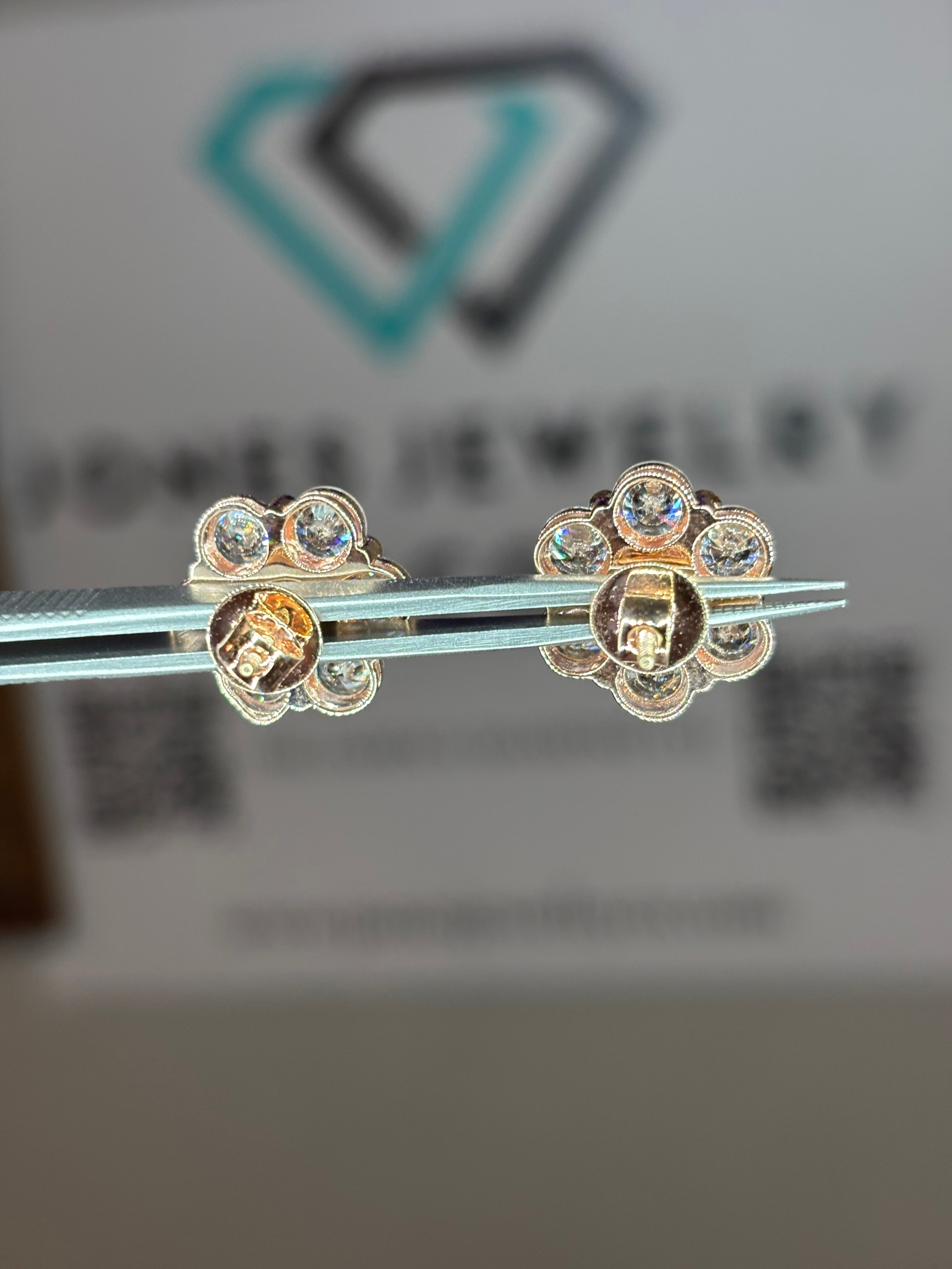 7 CARAT TOTAL WEIGHT FLOWER EARRINGS LAB GROWN