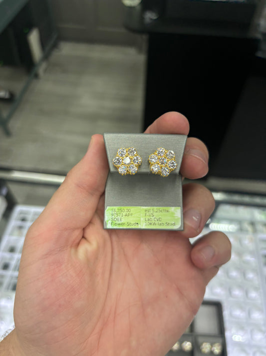 5.25 Carat Flower Stud Earrings