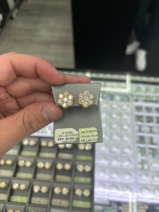 5.00 Carat Flower Stud Earrings