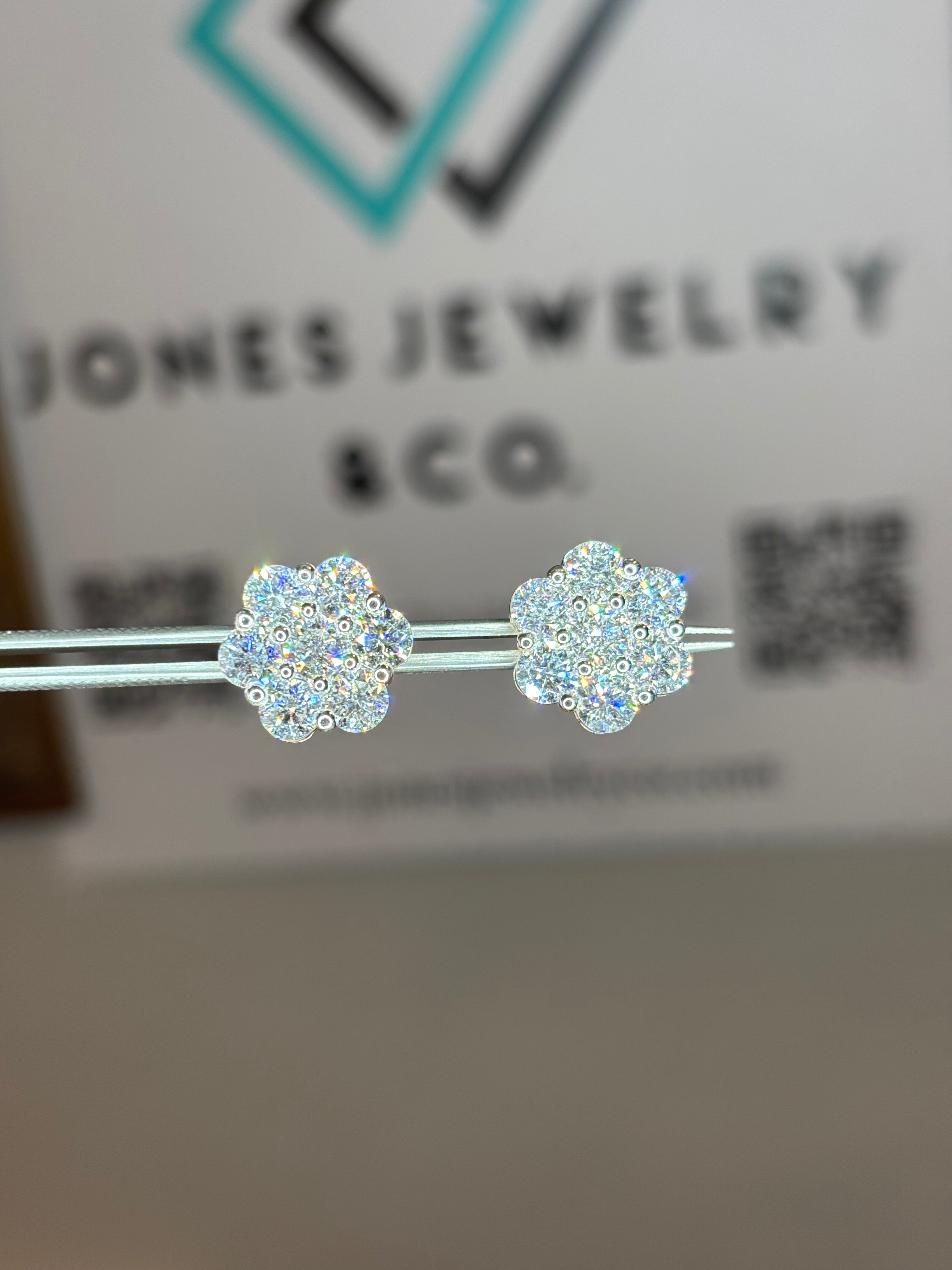 7 CARAT TOTAL WEIGHT FLOWER EARRINGS LAB GROWN