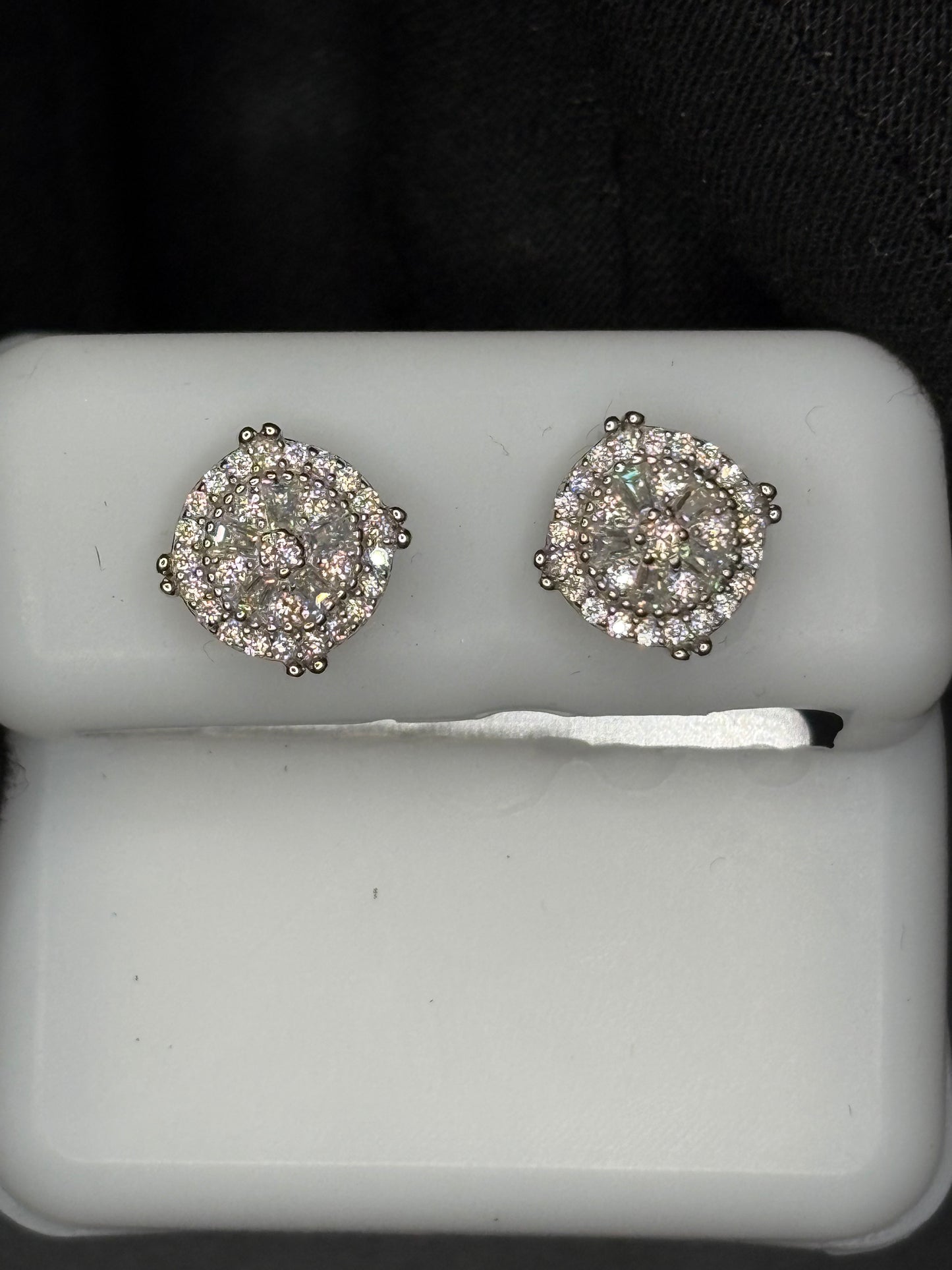Round Baguette Cluster Earrings