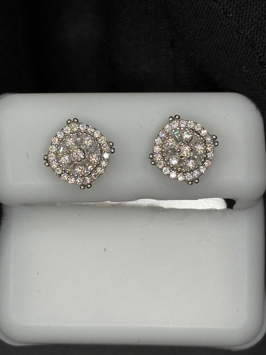 Round Baguette Cluster Earrings
