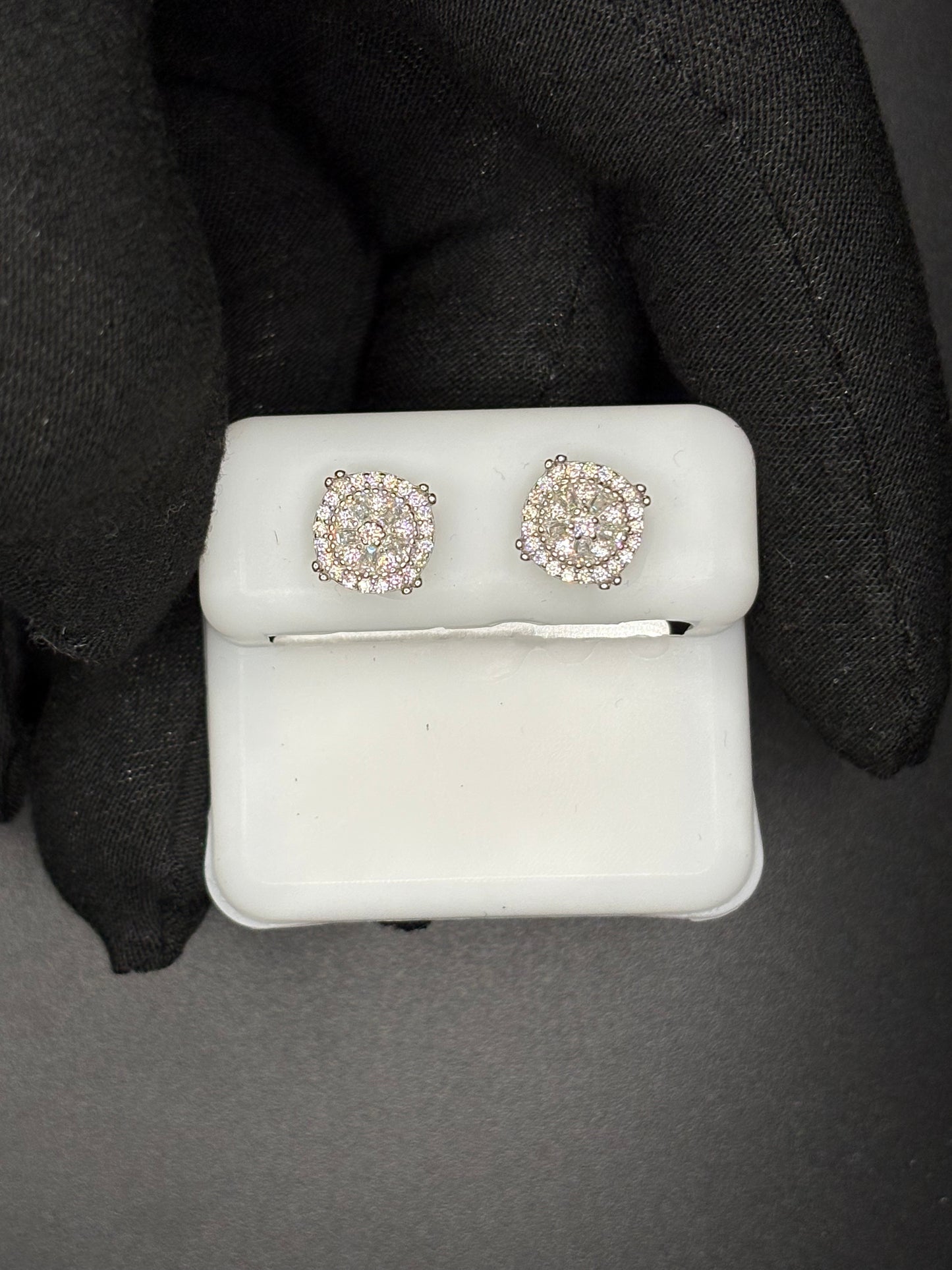 Round Baguette Cluster Earrings