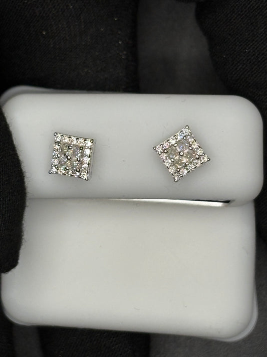 Square Round and Princess Cut Earrings