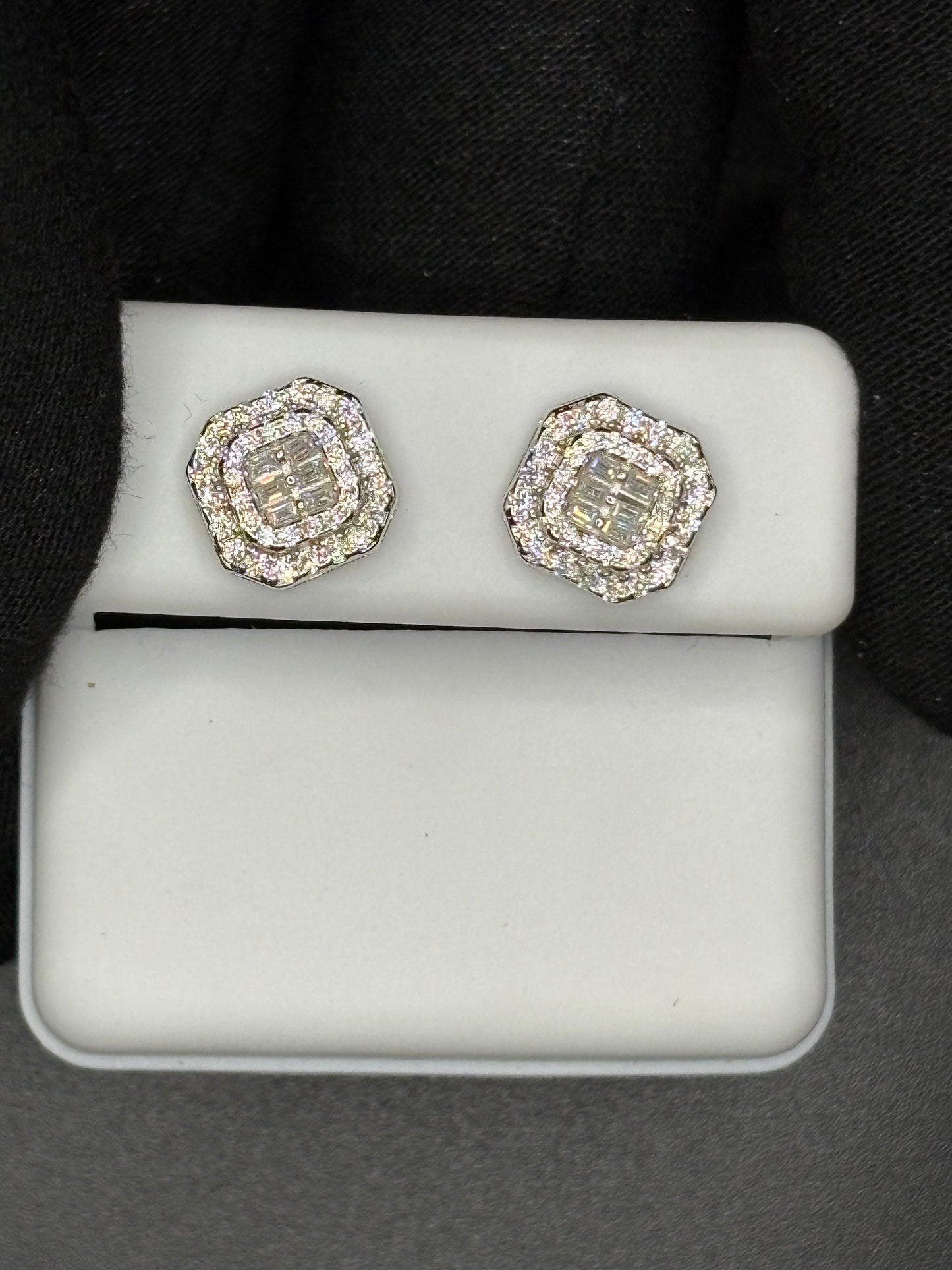 3D Square Baguette Earrings