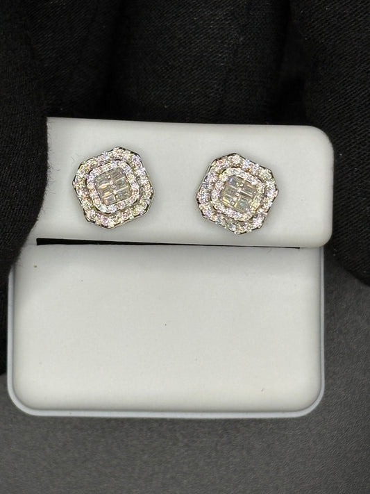 3D Square Baguette Earrings