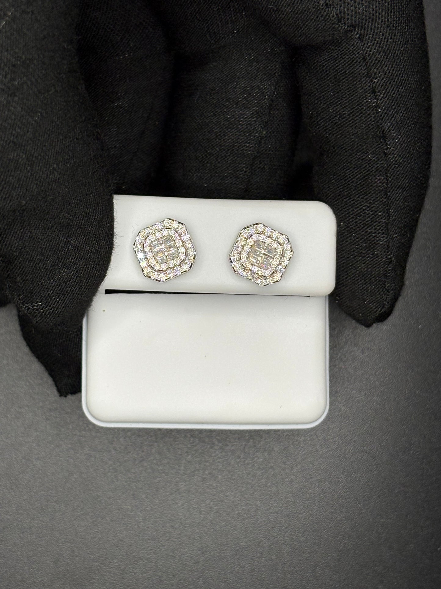 3D Square Baguette Earrings