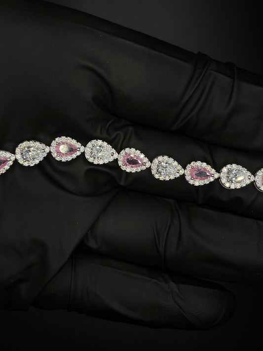 Pink and White Tear Drop Bracelet