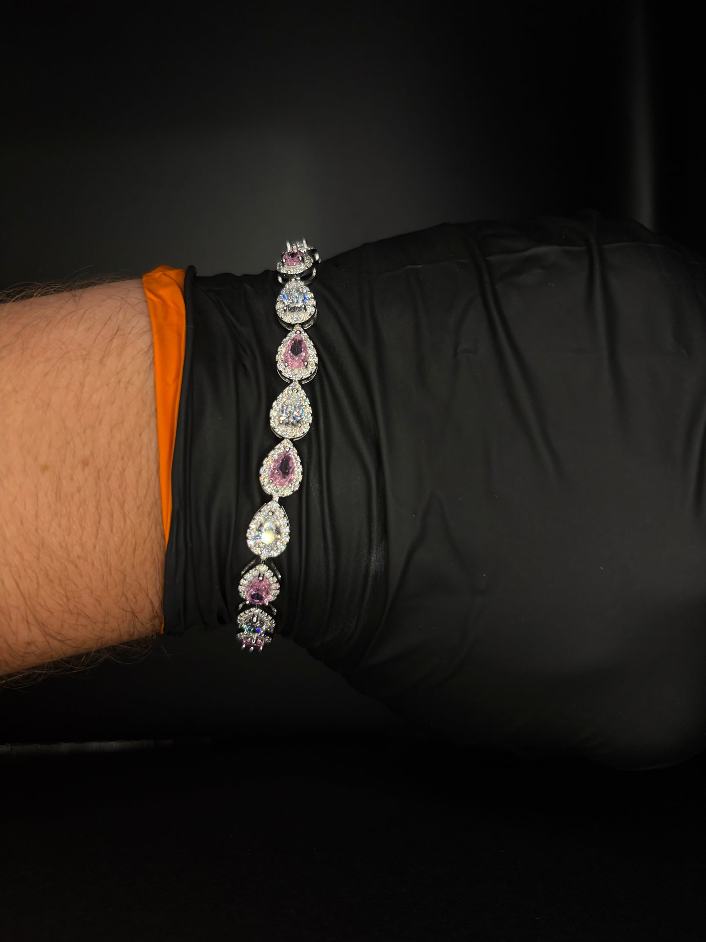 Pink and White Tear Drop Bracelet