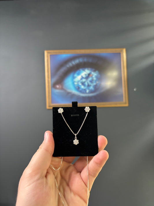 8mm Flower Set Earrings and Pendent Set