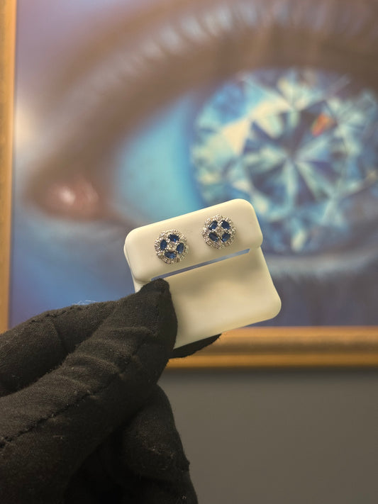 Moissanite Earrings With Blue Gemstones