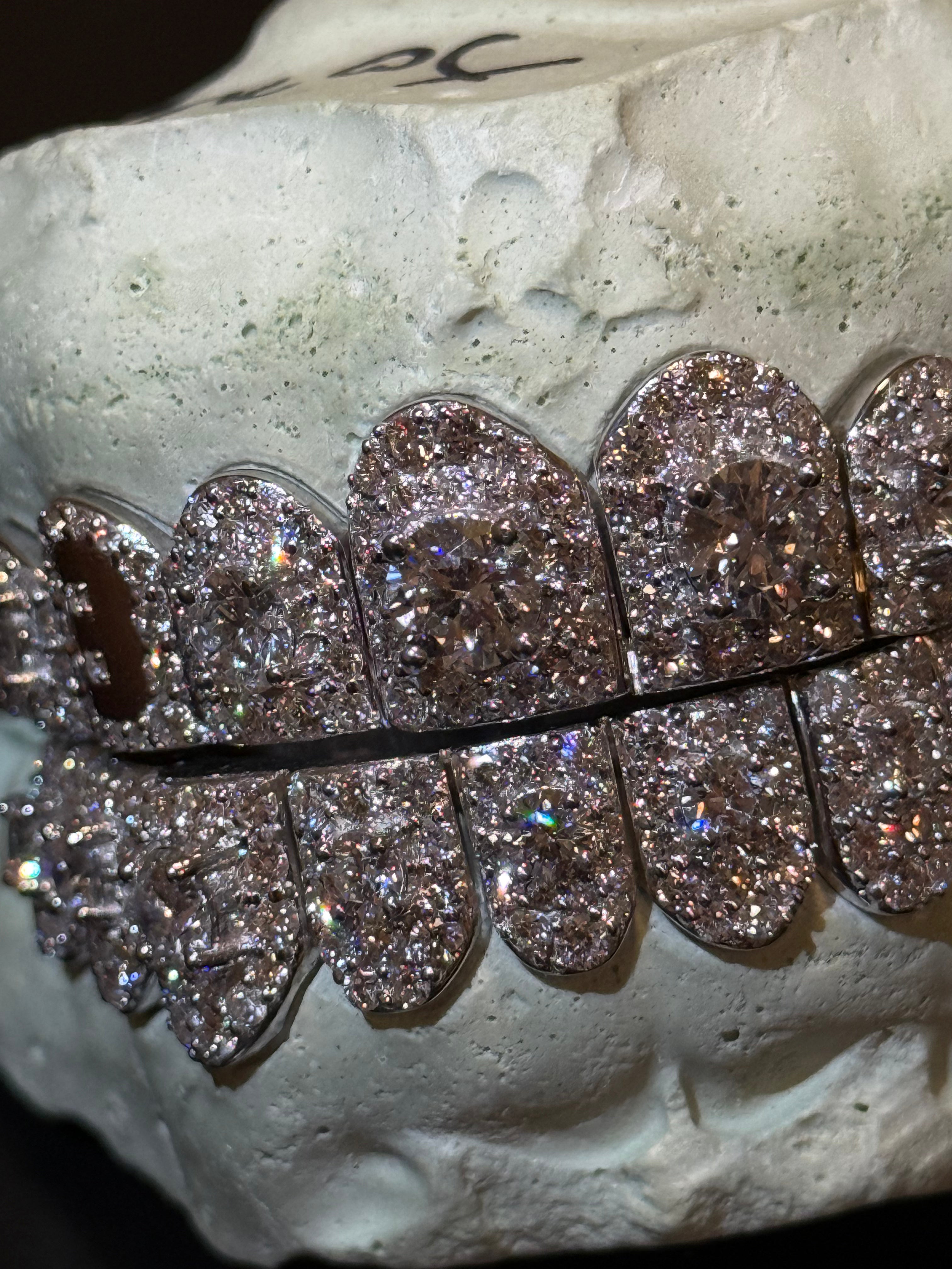 SILVER AND LAB GROWN DIAMOND HONEYMOON GRILL (BALL PLAYER)