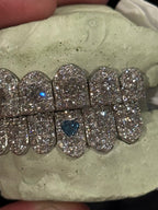 SILVER AND LAB GROWN DIAMOND HONEYMOON GRILL (BALL PLAYER)