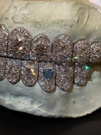 SILVER AND LAB GROWN DIAMOND HONEYMOON GRILL (BALL PLAYER)